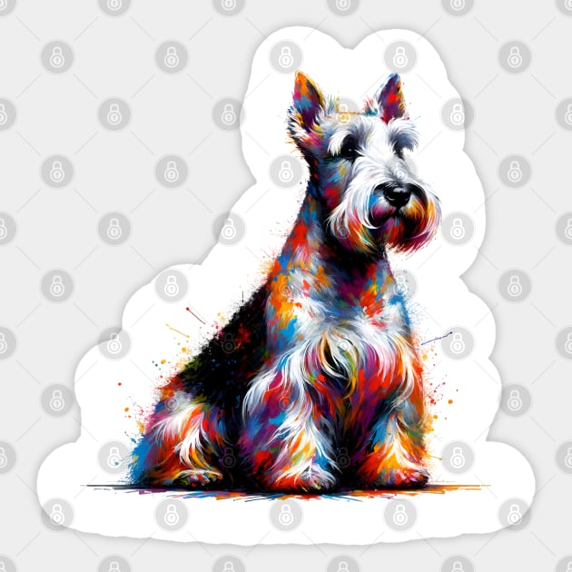 Colorful Scottish Terrier in Abstract Splash Art Style Sticker by ArtRUs